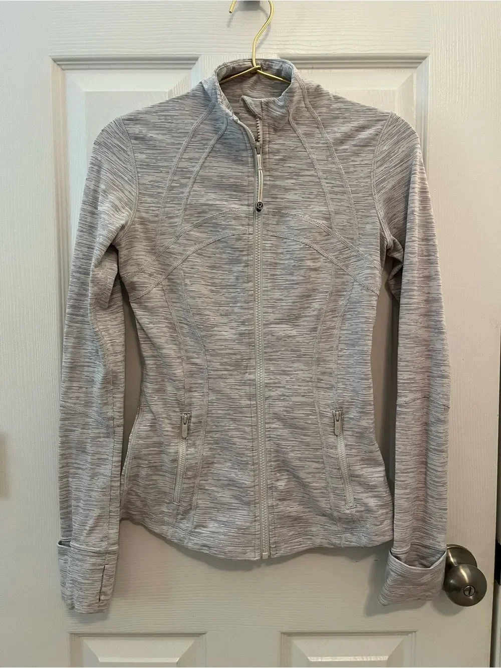 Lululemon Define Jacket Heathered Gray Space Dye Zip Up Thumbhole Size 4
